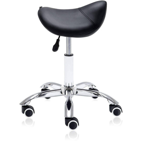 Image of Hydraulic Saddle Rolling Ergonomic Stool - Vanilla | sithealthier.com