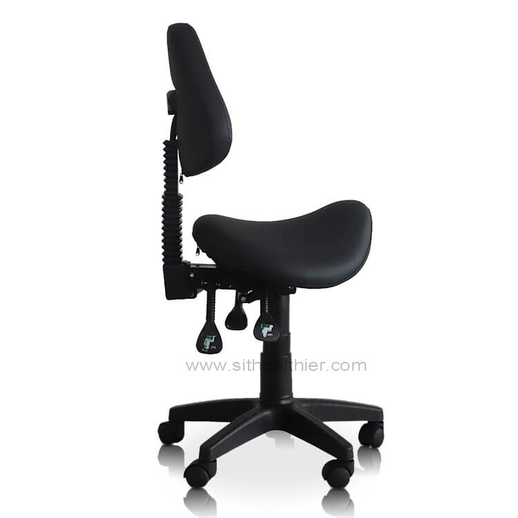 Saddle Shape Stool with Back Support and Tilt-able seat
