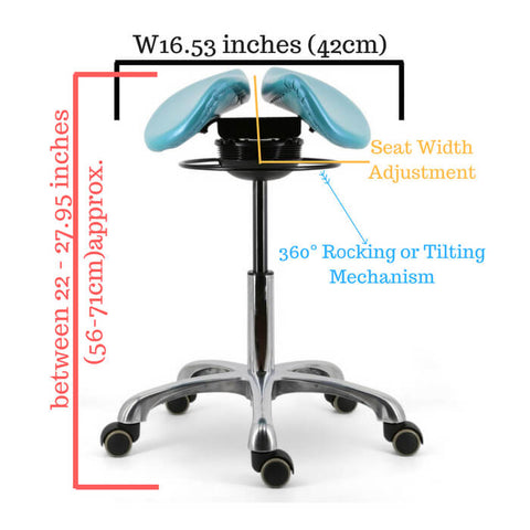 Image of All Angles Rocking or Tilt Mechanism Divided or Two Part Saddle Seat Stool | ErgoStools