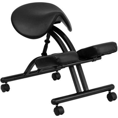 Image of Ergonomic Kneeling Chair with Black Saddle Seat