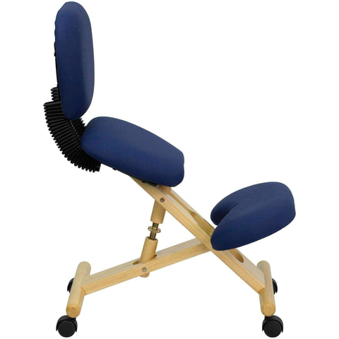 Image of Mobile Wooden Ergonomic Kneeling Posture Chair in with Reclining Back