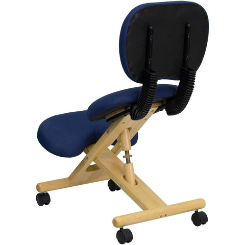 Image of Mobile Wooden Ergonomic Kneeling Posture Chair in with Reclining Back