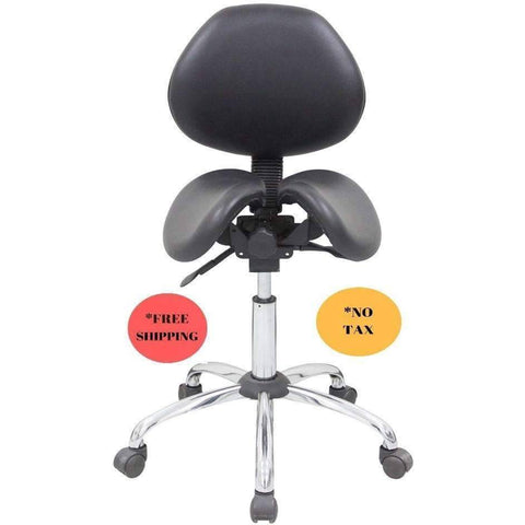 Image of Kanewell Twin Adjustable Saddle Chair with Backrest | SitHealthier.com