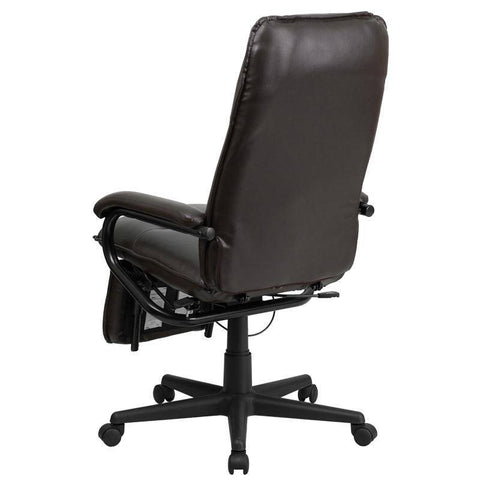 Image of High Back Brown Leather Executive Reclining Swivel Chair With Arms | sithealthier.com