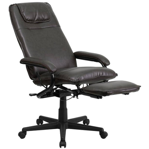 Image of High Back Brown Leather Executive Reclining Swivel Chair With Arms | sithealthier.com