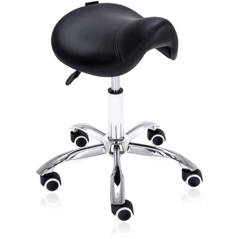 Image of Hydraulic Saddle Rolling Ergonomic Stool - Vanilla | sithealthier.com