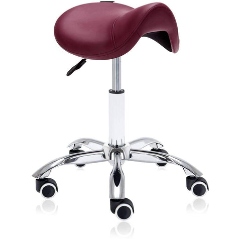 Image of Hydraulic Saddle Rolling Ergonomic Stool - Vanilla | sithealthier.com