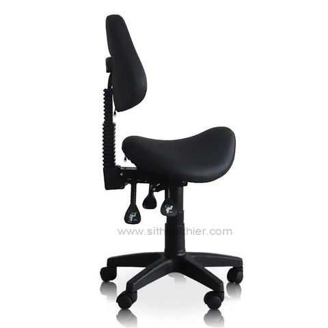 Image of Saddle Shape Stool with Back Support and Tilt-able seat