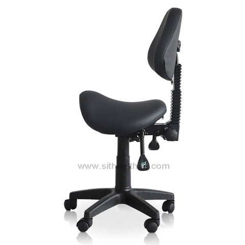 Image of Saddle Shape Stool with Back Support and Tilt-able seat