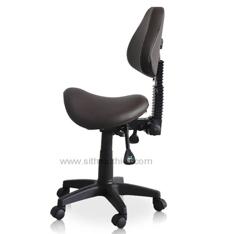 Image of Saddle Shape Stool with Back Support and Tilt-able seat