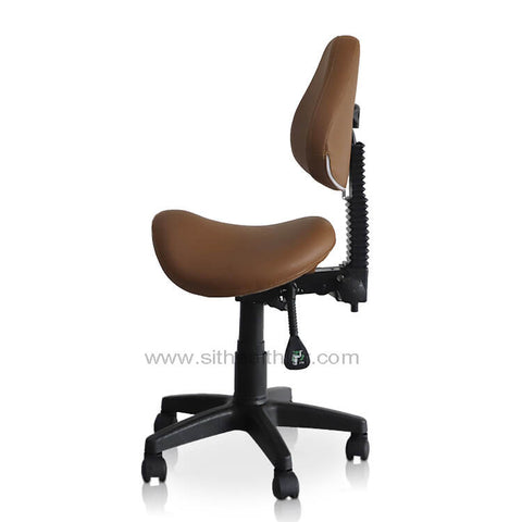 Image of Saddle Shape Stool with Back Support and Tilt-able seat