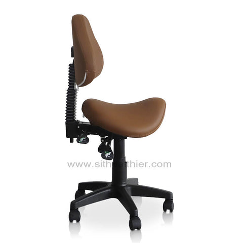 Image of Saddle Shape Stool with Back Support and Tilt-able seat