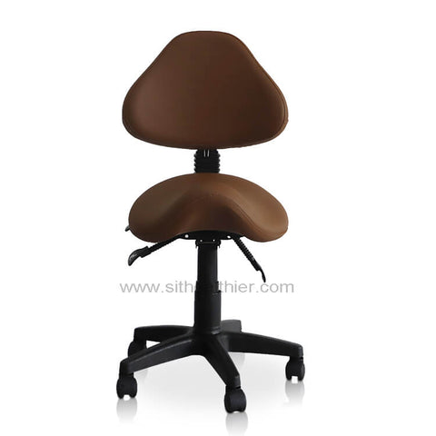 Image of Saddle Shape Stool with Back Support and Tilt-able seat