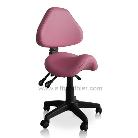 Image of Saddle Shape Stool with Back Support and Tilt-able seat