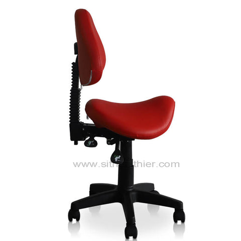 Image of Saddle Shape Stool with Back Support and Tilt-able seat