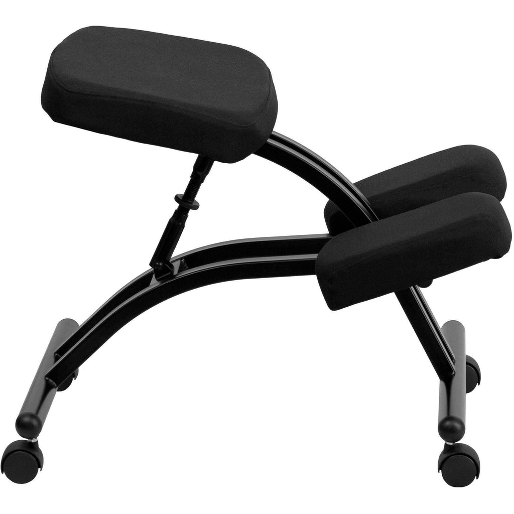Mobile Ergonomic Kneeling Chair in Black Fabric