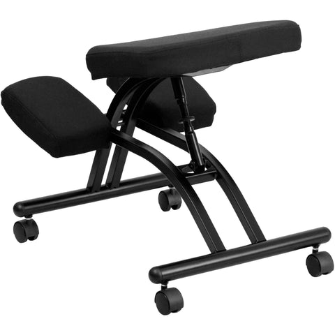 Image of Mobile Ergonomic Kneeling Chair in Black Fabric