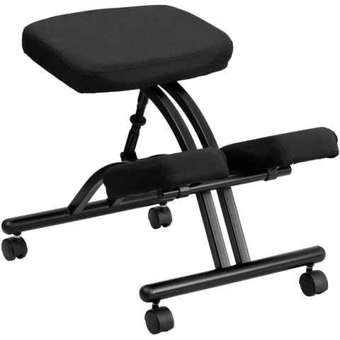 Image of Mobile Ergonomic Kneeling Chair in Black Fabric