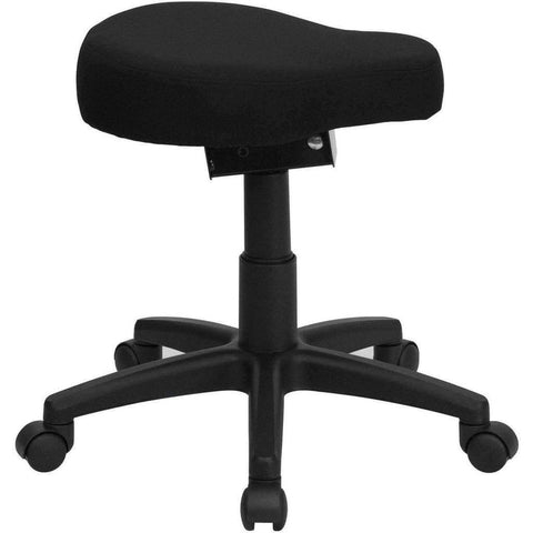 Image of Black Saddle-Seat Utility Stool with Height and Angle Adjustment