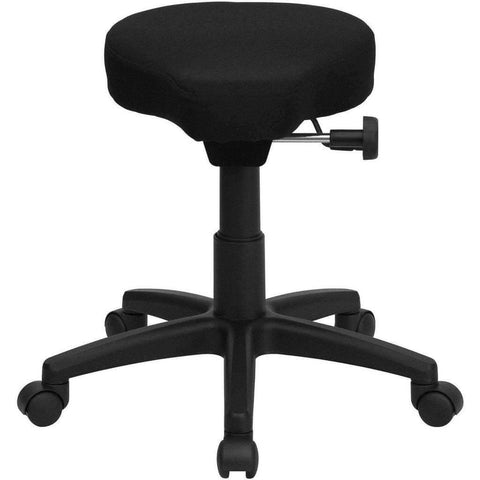 Image of Black Saddle-Seat Utility Stool with Height and Angle Adjustment