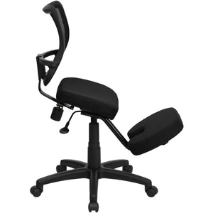Mobile Ergonomic Kneeling Task Chair with Black Curved Mesh Back
