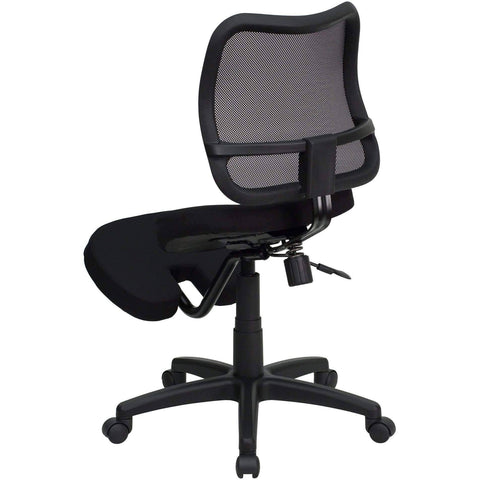 Image of Mobile Ergonomic Kneeling Task Chair with Black Curved Mesh Back