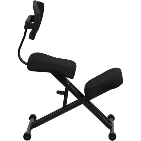 Image of Ergonomic Kneeling Chair with Black Mesh Back and Fabric Seat