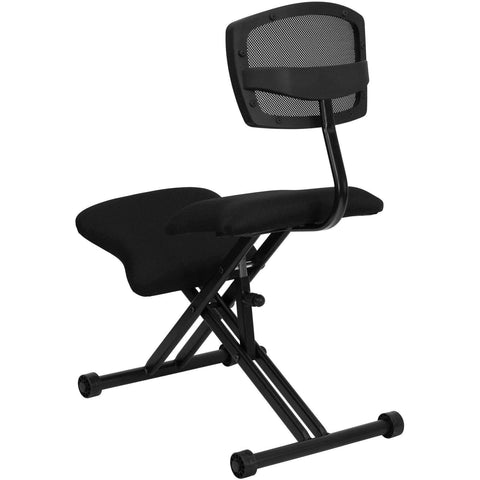 Image of Ergonomic Kneeling Chair with Black Mesh Back and Fabric Seat