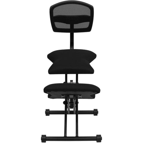 Image of Ergonomic Kneeling Chair with Black Mesh Back and Fabric Seat