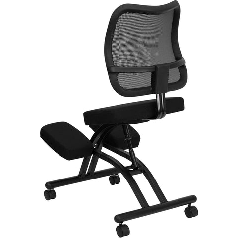 Image of Mobile Ergonomic Kneeling Chair with Black Curved Mesh Back