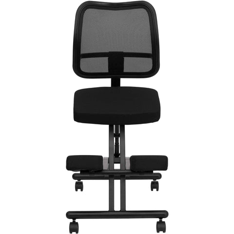 Image of Mobile Ergonomic Kneeling Chair with Black Curved Mesh Back