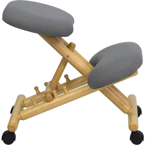 Image of Mobile Wooden Ergonomic Kneeling Chair in Gray