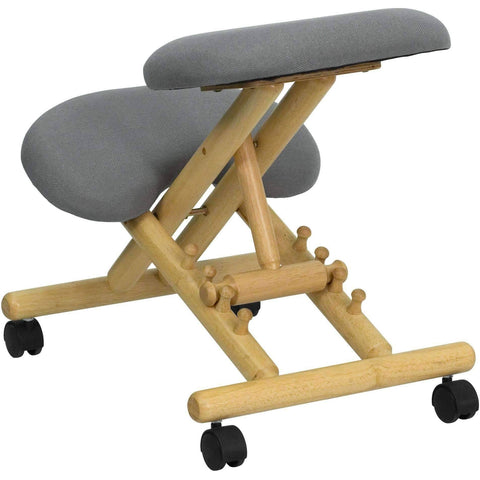 Image of Mobile Wooden Ergonomic Kneeling Chair in Gray