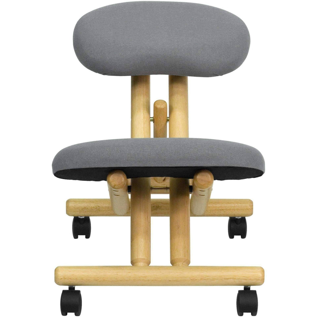 Mobile Wooden Ergonomic Kneeling Chair in Gray