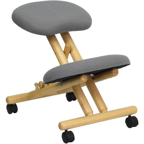 Image of Mobile Wooden Ergonomic Kneeling Chair in Gray