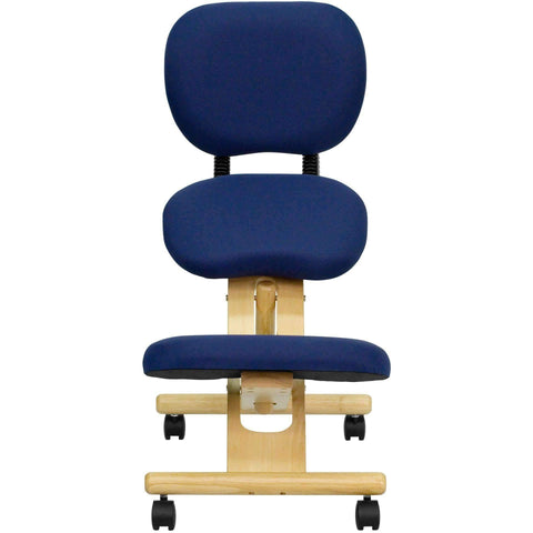 Image of Mobile Wooden Ergonomic Kneeling Posture Chair in with Reclining Back