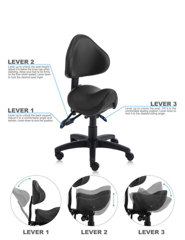 Image of Saddle Shape Stool with Back Support and Tilt-able seat | SitHealthier