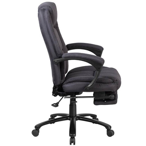 Image of High Back Gray Fabric Executive Reclining Swivel Office Chair With Comfort Coil Seat Springs And Padded Armrests | sithealthier.com