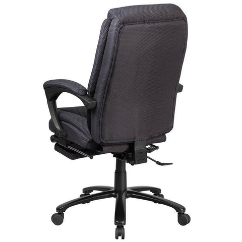 Image of High Back Gray Fabric Executive Reclining Swivel Office Chair With Comfort Coil Seat Springs And Padded Armrests | sithealthier.com