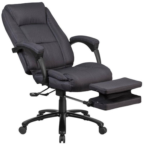 Image of High Back Gray Fabric Executive Reclining Swivel Office Chair With Comfort Coil Seat Springs And Padded Armrests | sithealthier.com