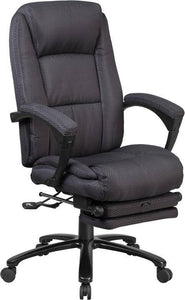 Gray Fabric Executive Reclining Swivel Office Chair With Padded Armrests