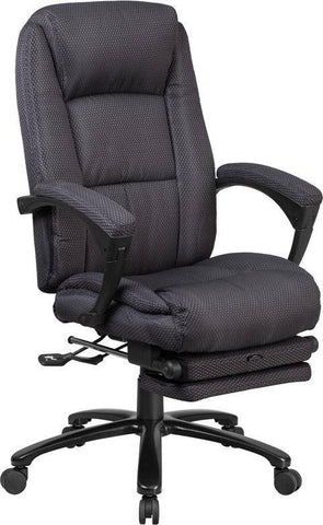 Image of High Back Gray Fabric Executive Reclining Swivel Office Chair With Comfort Coil Seat Springs And Padded Armrests | sithealthier.com