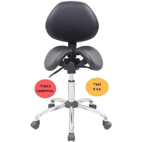 Image of Kanewell Twin Adjustable Saddle Chair with Backrest | SitHealthier.com