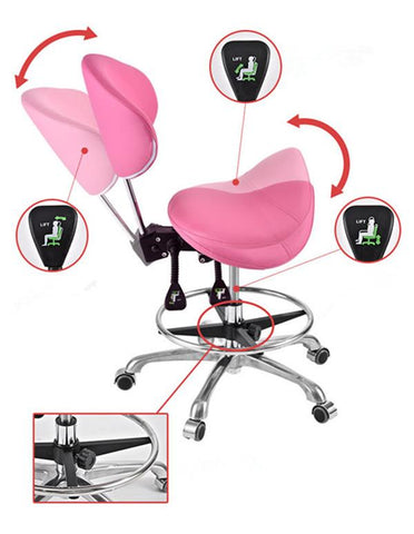 Image of Swivel Saddle Seat Chair With Footrest & Backrest Chair for Medical