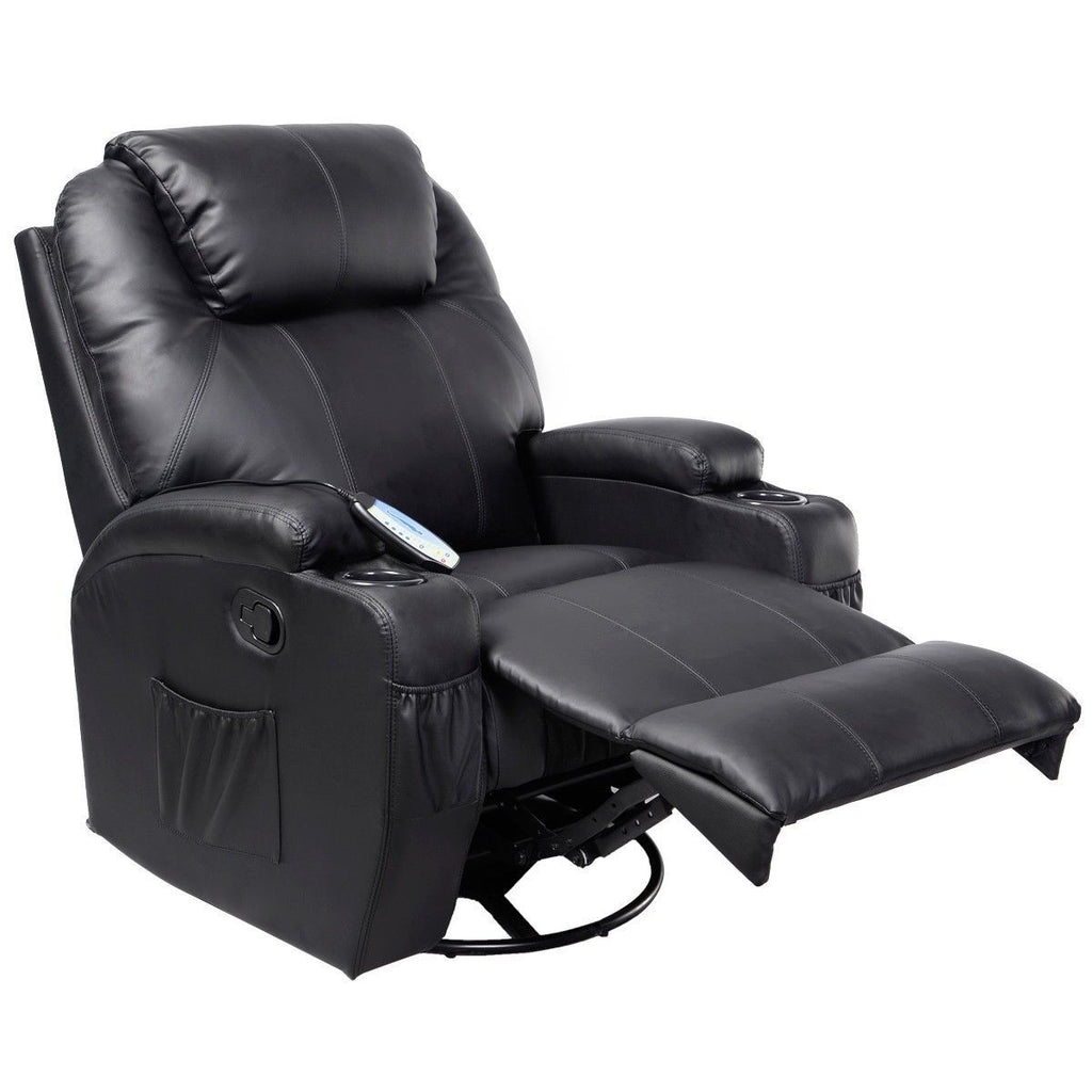 Giantex Electric Massage Chair Leather Recliner Sofa Chair Modern Ergonomic Lounge Heated with Control Sofa Chairs EP19630BK