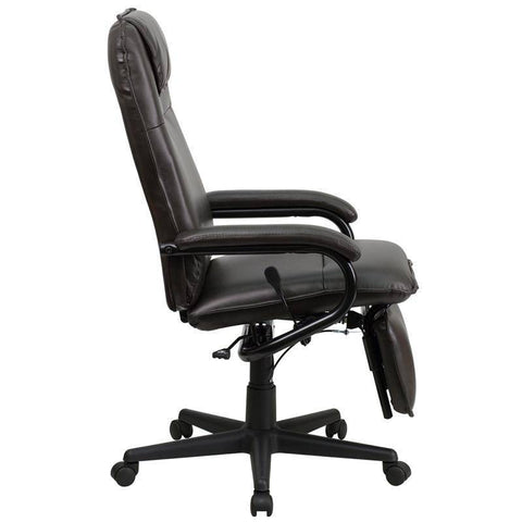 High Back Brown Leather Executive Reclining Swivel Chair With Arms | sithealthier.com