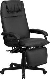 High Back Black Leather Executive Reclining Swivel Chair With Arms