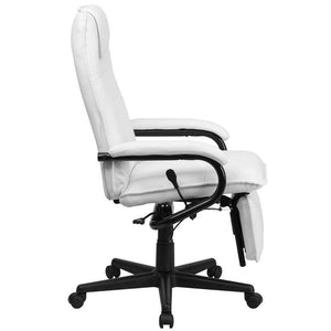 High Back White Leather Executive Reclining Swivel Chair With Arms