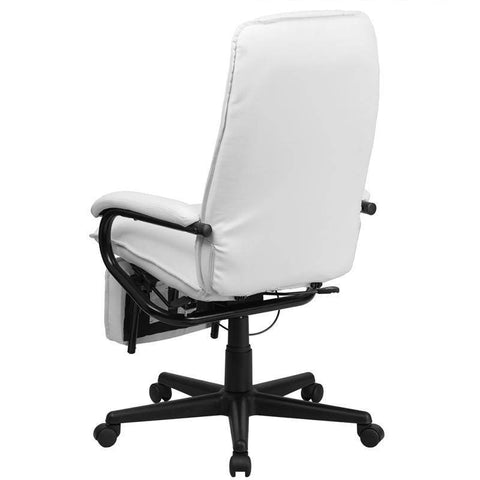 Image of High Back White Leather Executive Reclining Swivel Chair With Arms | sithealthier.com