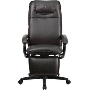 High Back Brown Leather Executive Reclining Swivel Chair With Arms | sithealthier.com